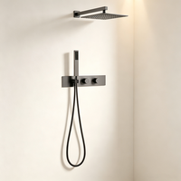 Ensemble de douche WEIHAO gris anthracite, 2 fonctions, douche de plafond carrée avec douchette à main, système de douche moderne pour salle de bain d'hôtel