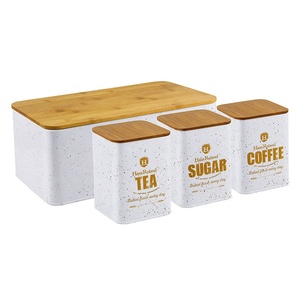 Mostrador de cocina de madera negra personalizado, acero inoxidable, contenedor de metal para pan, <span class=keywords><strong>caja</strong></span> de pan de bambú con <span class=keywords><strong>tapa</strong></span> - Product Image 4