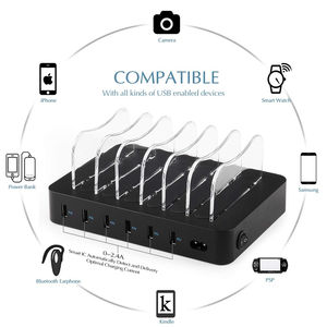 <span class=keywords><strong>2022</strong></span> produits tendance OEM ODM Portable chargeur cc prise ca 50w organisateur de bureau téléphone intelligent multi-ports 6 USB Station de charge - Product Image 4