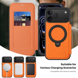 Nueva Funda Tipo Cartera de Cuero para iPhone 17 11 12 13 14 15 16 Pro Max 17 Air con Protección de 360 Grados °   Funda Magnética Antigolpes con Soporte de Anillo - Product Image 6