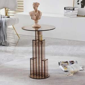 कॉफी कंसोल के लिए गर्म गुलाबी ऐक्रेलिक कैफे टेबल फर्नीचर सेट बेडसाइड वैलेंटाइन के दिन उपहार प्रदर्शन रैक - Product Image 5