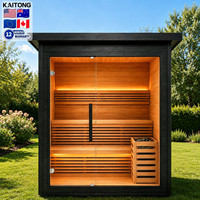 Sauna Exterior Moderna Kaitong para 2, 3 o 4 Personas, de Madera de Hemlock, Vapor Seco, Termomadera, Cedro Rojo, para el Hogar, para 2 Personas