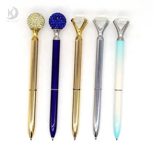 Je-87 Office school supplies big diamond crystal pen ballpoint pen custom logo business gift Bling metal ballpoint pen