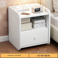 Table de chevet moderne minimaliste multifonctionnelle avec 2 tiroirs, armoire de rangement compacte pour espaces étroits, idéale pour la chambre à coucher