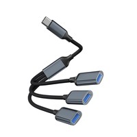 Cable divisor USB/USB C de 1 entrada y 3 salidas, 27 cm |   Adaptador USB 2.0 Tipo C a 3 Puertos Hembra |   Hub de Carga de Datos para PC, Divisor OTG HUB