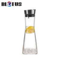 Nouvelle vente chaude en gros, carafe à eau en verre borosilicate faite à la main de 1200 ml