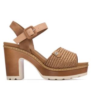 Sandales à talons pour femmes Refresh, couleur camel, talon de 9 cm, taille 37, style plateforme - Product Image 1