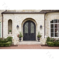 Grande porte double moderne en fer forgé Porte intérieure en fer forgé Grande entrée principale de luxe pour la maison