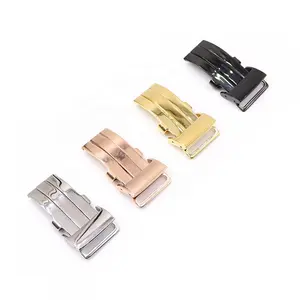 Rolamy 20mm argento oro nero 316L cinturino in acciaio inossidabile chiusura di distribuzione per meno cinturino in pelle da 3.2mm per Breitlin