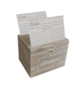 Hot Sale Storage Recipe Box Wood Rustic Recipe Box With Cards And Dividers