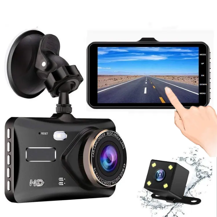 Hd 4 ''Lcd-Scherm Touchscreen Sensor Bewegingsdetectie Max 64Gb Kaart Voor En Achter Dubbele Lens Auto 1080P Dashcam 24 Uur Parkeren