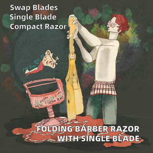 Navaja de Barbero Profesional de un Solo Filo Plegable para Hombre, con Cuchillas Reemplazables, para Afeitar la Cara - Product Image 3