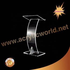 Pupitre de présentation en acrylique transparent de haute qualité, podium moderne transparent pour discours, conférences et événements - Product Image 5