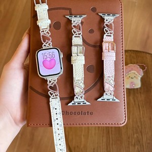 Compatible con Watch 11 SE <span class=keywords><strong>SSeries</strong></span>, correa de reloj de cuero para mujer, decoración de cristal con diamantes de imitación en forma de corazón, correa de muñeca a la moda, regalo elegante - Product Image 2