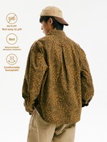 Chemise-veste ample unisexe en coton 100% lavable à manches longues, imprimé léopard, style vintage américain, pour l'automne
