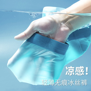 Caleçons Boxers pour Hommes en Soie Glacée, Taille Mi-Haute, Antibactériens, Respirants, Teints Unis, Tricotés, Sous-vêtements d'Été - Product Image 2