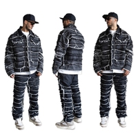 Veste en jean surdimensionnée vintage lavée et délavée de haute qualité, personnalisée, streetwear YSJY OEM, avec broderie de patch pour hommes