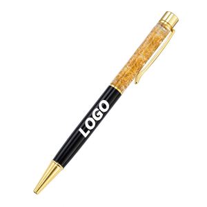 Custom <b>Gold</b> Foil Ballpoint <b>Pens</b> - Promotional Metal Twist <b>Pens</b> with Logo Printing - Product Image 1