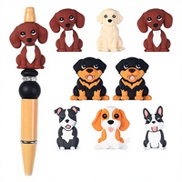 Manik-manik Silikon PVC Bentuk Anjing Dachshund Kartun 3D Grosir, Manik-manik Lucu untuk Pembuatan Pulpen