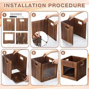 Wooden <b>Storage</b> Box Rectangle Multipurpose With Handle For <b>Clothes</b> Books Toys Office Supplies Living Room Organization - Product Image 5