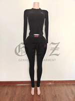 Ensembles de vêtements de détente pour femmes avec logo personnalisé, collection essentielle pour l'automne, ensemble deux pièces en coton côtelé, leggings et haut court