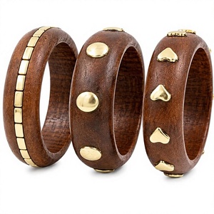 Pulseras de Madera con Baño de Oro, Diseño Clásico, Hechas a Mano, Elegantes, Unisex, Conjuntos de Joyería Únicos para Fiestas, para Mujer - Product Image 1