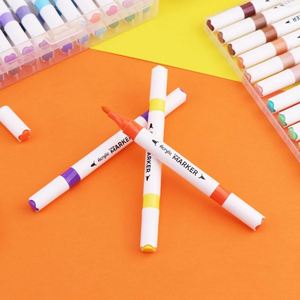 Custom Logo 12 18 24 36 48 <b>Colored</b> Double Head Acrylic Oily Markers Dual Tip Brush <b>Colored</b> <b>Pen</b> for Art Marker <b>Pen</b> Set - Product Image 1