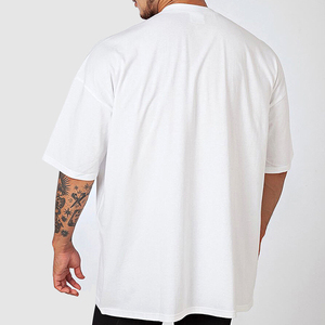 T-shirt Unisexe Oversize Noir à Épaules Tombantes, Style Streetwear, en Coton Lourd, Vente en Gros - Product Image 3