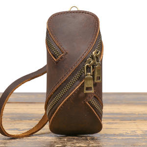 Cartera de Mano para Hombre, de Cuero Genuino Vintage, con Bloqueo RFID, Diseño Pintado a Mano, Cierre de Cremallera, Lona de Nailon, Portátil y Suave - Product Image 6