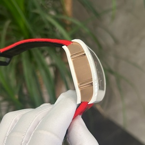 Montre mécanique de luxe, style urbain, cadran blanc en céramique ajouré, design unique avec visage souriant de designer - Product Image 4