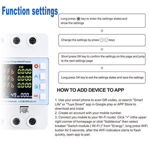 <b>Three</b> Phase Energy Meter Protector 1A 2.4Ghz WiFi Remote Control Timer Function Led Display Smart Life App Support - Product Image 1