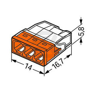 Authentique Wagos Allemagne 3 fils, 2273-203 Orange Compact Push-in Connector avec Fast Shipping 2273 Series - Product Image 2