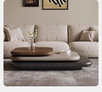 Table Basse Ovale Pivotante Haut de Gamme, Design Unique, pour Villa, Salon, Meuble Décoratif en Bois
