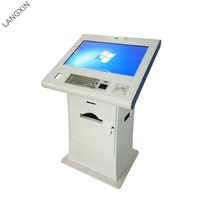 Terminal de Servicio Público de Autoservicio de 32 Pulgadas con Impresora A4, Kiosco Todo en Uno con Teclado
