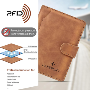ซองใส่หนังสือเดินทาง RFID แบบพกพาอเนกประสงค์กระเป๋าสตางค์หนัง PU หลากสีป้องกันการโจรกรรมสำหรับเดินทาง - Product Image 5
