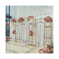 Arche Carrée Métallique Dorée pour Mariage, Support de Fleurs, Décoration de Fond de Scène