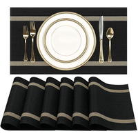 Phnom Penh Gestreifte PVC-Tischsets im Western-Stil, Kreative Luxus-Tischmatten für Küche und Esszimmer, Hitzebeständig und Umweltfreundlich