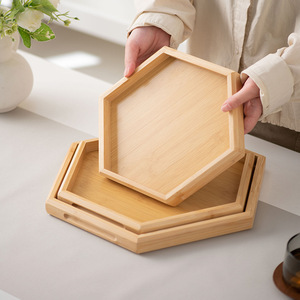Bandeja Hexagonal de Bambú con Asa, Calidad Comercial, para Uso en Restaurantes, Varios Tamaños - Product Image 4