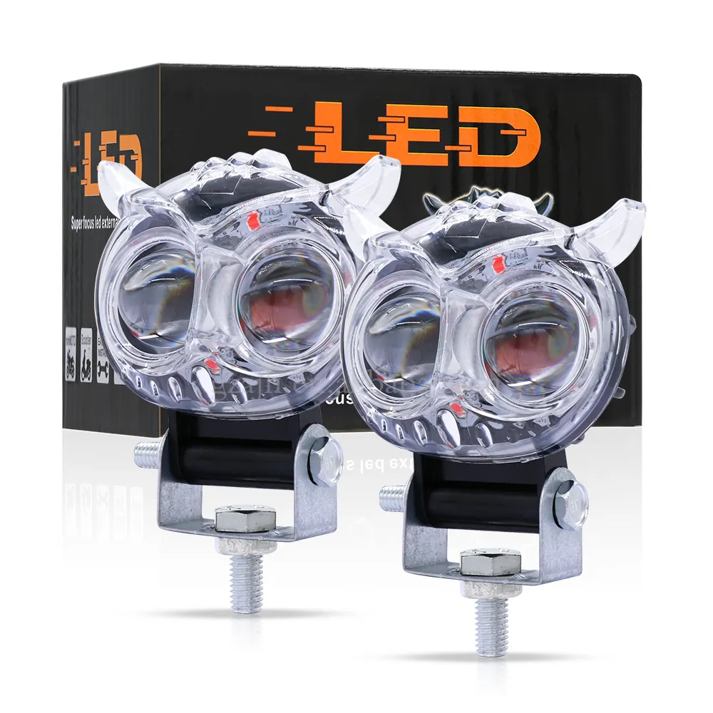 RGB new design owl fog lights for motorcycle brightest led headlight small led driving lights for motorcycle