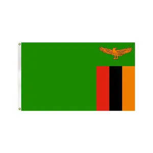 Zambia Vlag Toonaangevende Vlag Fabrikant Hoge Kwaliteit Grote Drukmachine Alle Nationale Vlaggen