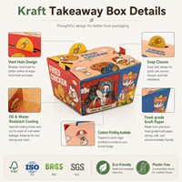 Boîte à lunch pliable en carton kraft avec logo personnalisé pour la livraison de repas à emporter pour les restaurants