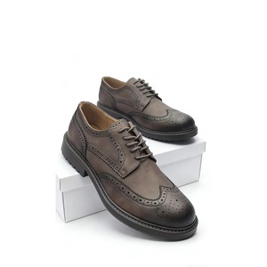 Brogue Men's Shoes Pu British <b>Style</b> <b>Head</b> Carved Business Formal Lace-up Oxford Shoes Breathable Durable Rubber - Product Image 2