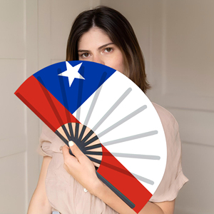 Abanicos Plegables de Bambú con la Bandera de Chile al por Mayor, Abanico de Mano para Carnaval, Boda, Festival, Fiesta, Agencia de Viajes - Product Image 5
