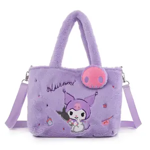 Sac fourre-tout en peluche Sanrioed Hello Kitten My Melody Kuromi Kawaii Doll Plush Bags Plush Shoulder Bags Girls