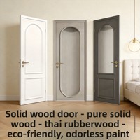 Porte battante de chambre en chêne massif blanc crème épaissi, peinte et insonorisée pour intérieur.