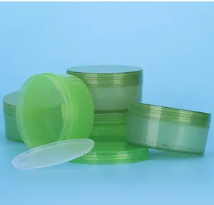 300ml Korean Aloe Cream Facial Mask Green Plastic Jar PP Material With Screw Cap Screen Printing Body Surface Treatment