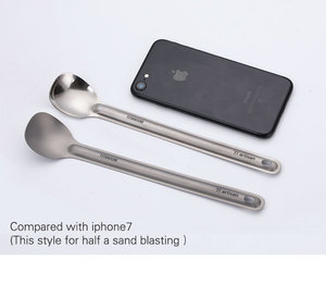 Chinese Products Long Handle Spoon Pure Titanium Spoon with Polished Scoop 220mm Ultralight Titanium Camping Tableware Set - Product Image 6