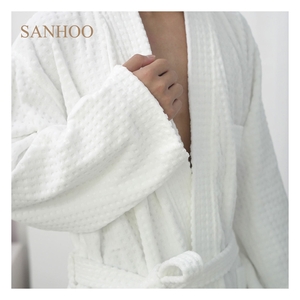 Peignoir <span class=keywords><strong>de</strong></span> <span class=keywords><strong>bain</strong></span> SANHOO <span class=keywords><strong>de</strong></span> luxe, prix d'usine, épais, 100% coton éponge, grande taille, thermique, respirant, pour hôtel - Product Image 3