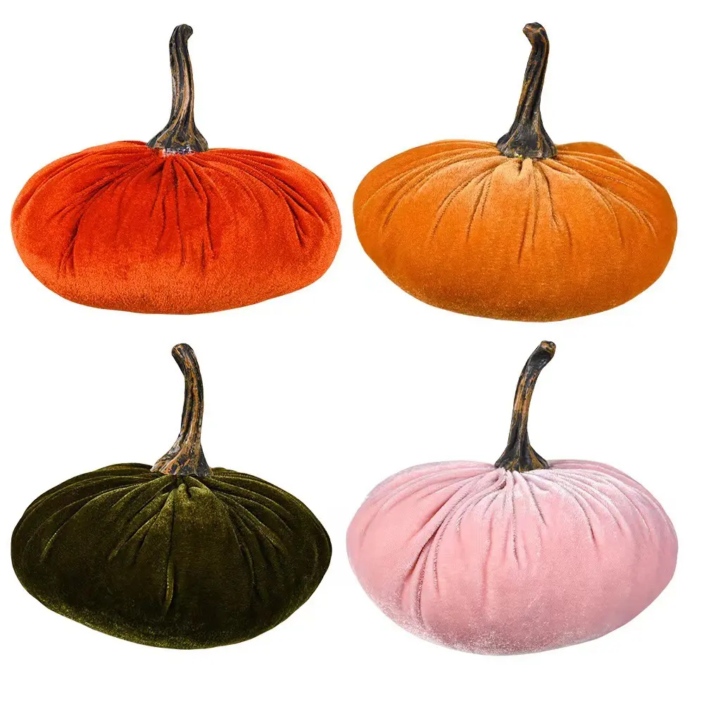 Factory Cheap Personalized Halloween Party Decoration Silk Velvet Mini Pumpkin