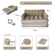 Canapé gonflable escamotable en stock, surface veloutée, 2 en 1, canapé gonflable à valve et lit de matelas pneumatique pliable de taille Queen